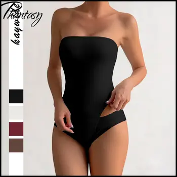 Phantasy Y2k Strapless Bodysuit Women Basic Solid Onesie Lady Sporty Skinny Top Yoga Style Onsie 2026 Summer Female Clothing