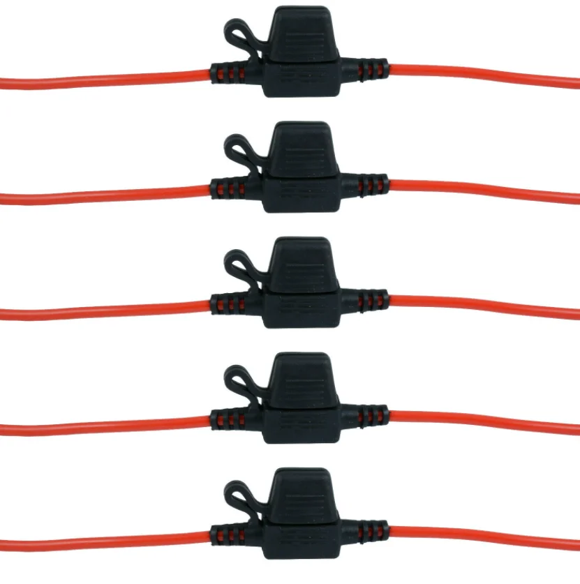 10pcs Auto Car Blade Inline Type ATM Mini Fuse Waterproof Holder Case Motor Tap Blow Blo 12V 40A 12AWG Wire Cutoff Switch Socket