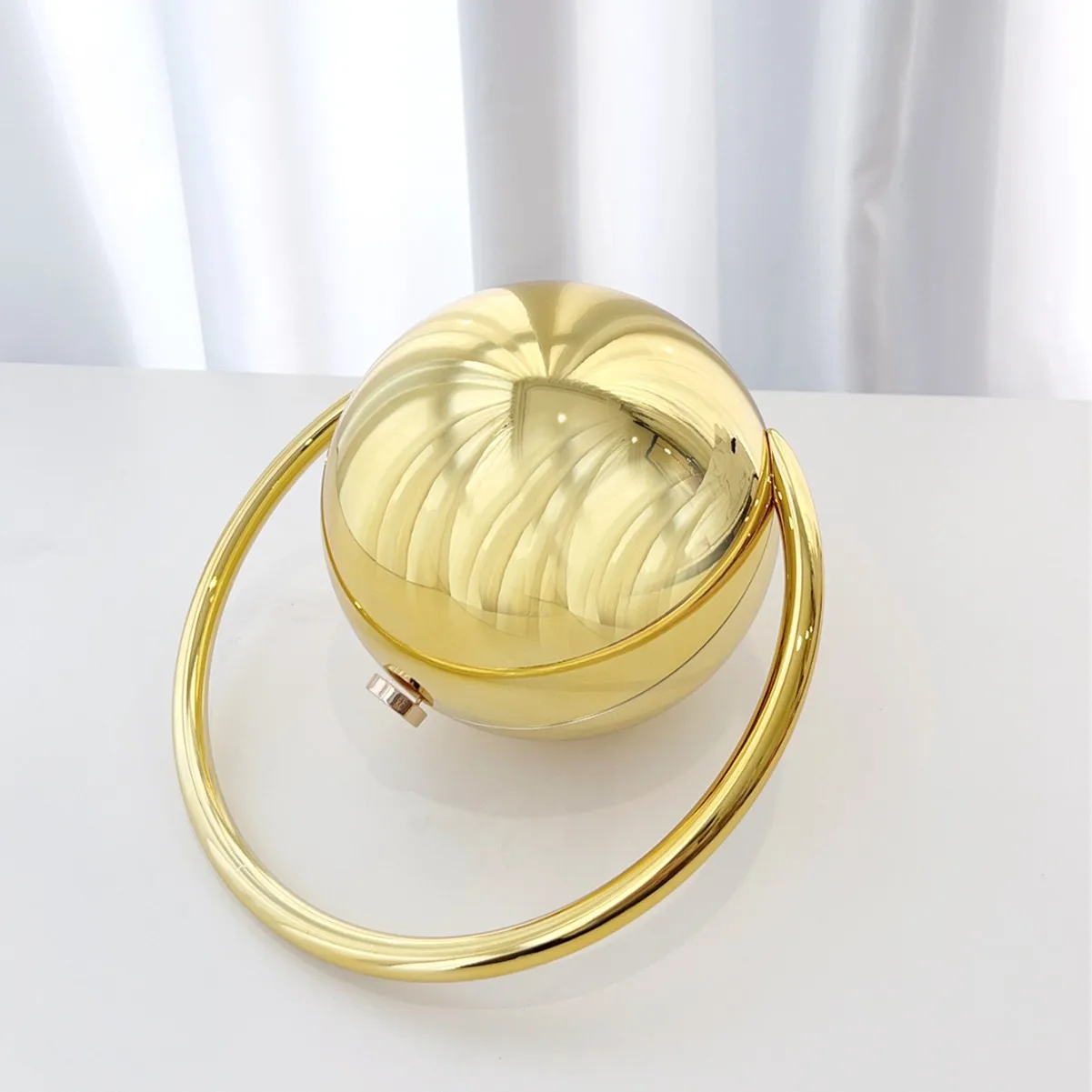 2025 New Spherical Banquet Bag Gold Handle High Quality Handbag Marble Pattern Simple Fashion Show Wholesale