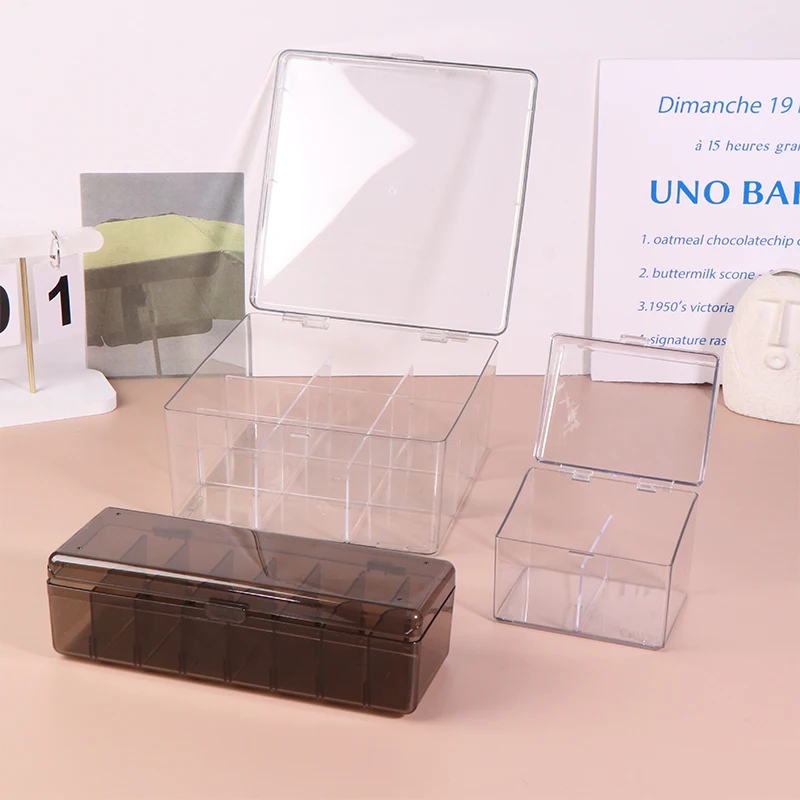 2/8/9grid Kpop Photocard Storage Box Transparent Acrylic Photo Card Organizer Compartment Flip Box Card Case Protector Container 5