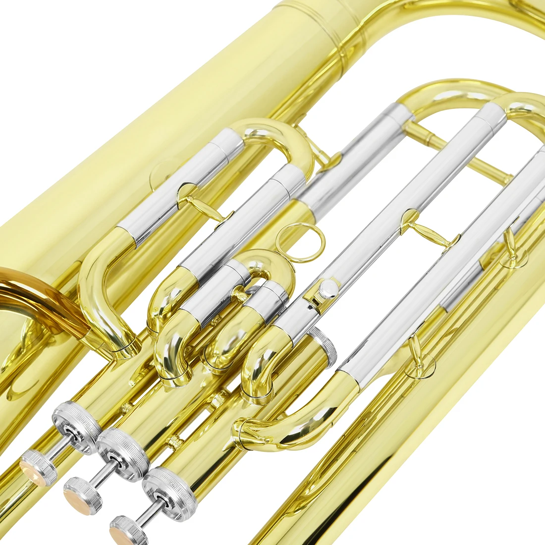 SLADE Bb Flat Euphonium 3-Key Vertical Cupronickel Baritone Horn Professional Musical Instrument Golden Silver Key