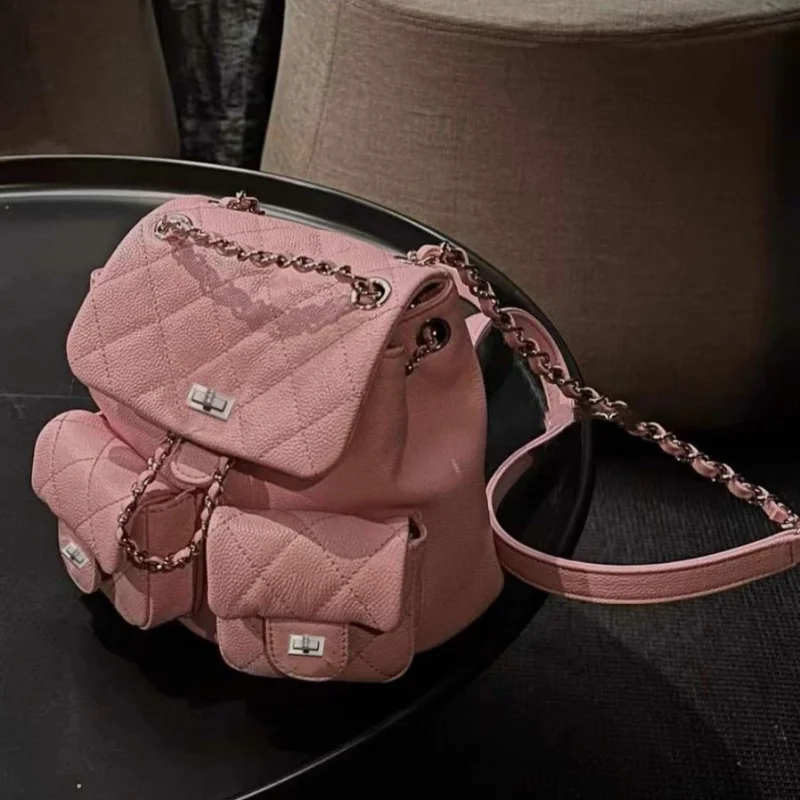 New Fashion Chain Backpack Women Men School Bag for Teenagers Large Capacity Travel Rucksack Casual Trendy Daypack