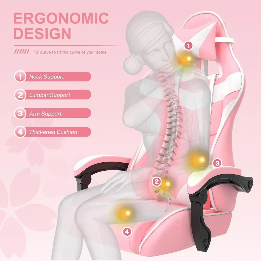 Computer Armchair Girlfriend Computer Gaming Chair Pink Gaming Chair With Footrest Sister Wife and Love (Pink) Desk Gamer Office 6