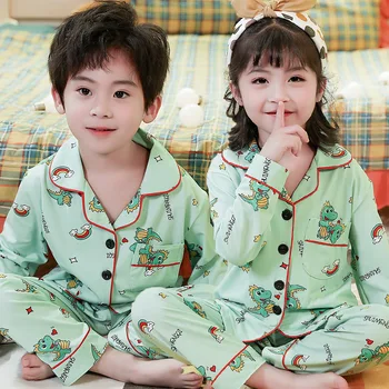 십대 새틴 잠옷, 긴 소매 잠옷, 여아 소년 잠옷, 아동복 세트