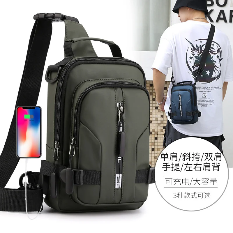 

New leisure men's chest bag multi-functional outdoor single shoulder slant cross bag trend waterproof chest bag
