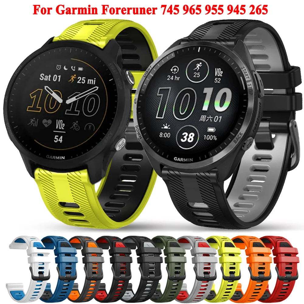 

22mm Sport Silicone Strap For Garmin Forerunner 965 Band Wristband Forerunner 955 Solar 945 LTE 935 745 Watchband Accessories