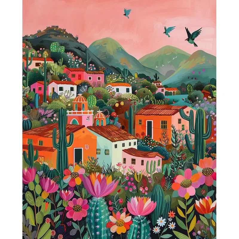 thumbnail image 1 of GATYZTORY Kit de pintura al óleo por números para bricolaje Paisaje rosa Pintura acrílica por números Pintura por números para bricolaje Arte de pintura sobre lienzo por números, 1 of 5