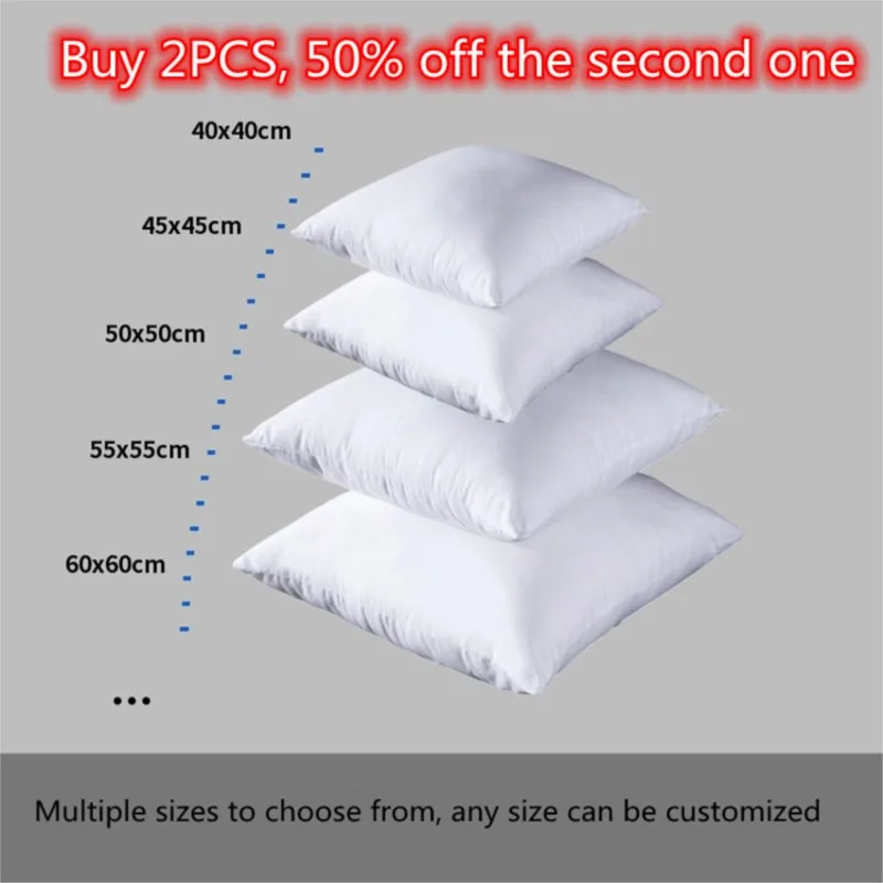 100%cotton Standard White Bounce Back Pillow Cushion Core Sofa Car Seat Home Interior Decor Pillows30x30/40×40/45×45/60x80cm BEST SELLERS