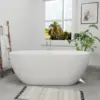65 inch Acrylic Freestanding Bathtub Double Ended Free Standing Tub Soaking Tub with Integrated Slotted Overflow Glossy White 1