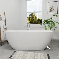 65 inch Acrylic Freestanding Bathtub Double Ended Free Standing Tub Soaking Tub with Integrated Slotted Overflow Glossy White 1