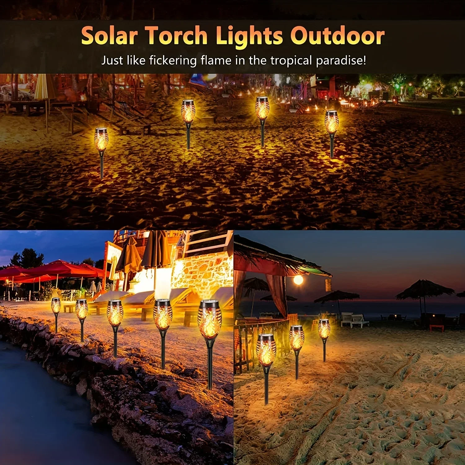 Garden Decoration Lamps 1-6Pack 12LED Solar Flame Torch Light Flickering Light