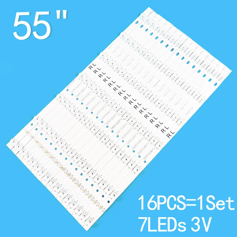 16Pcs/Set LED Backlight Strip TX-55AX630B TX-55AX630E 550TV01 550TV02 TB5509M V0 TB5509M V1 LC550EQY (SJ) (A5) Compatible 8 16pcs led backlight strip for led49ec520ua led49ec620ua 49hd490du e31 4x10 49k300u h49m3000 hd490du eu31 led49k300u 10lamp