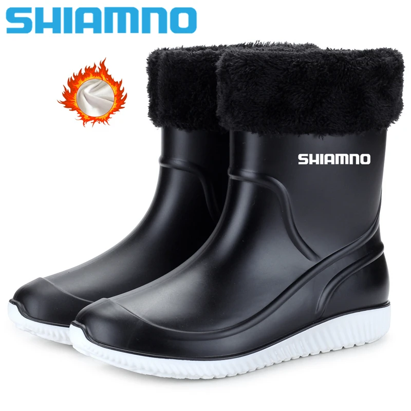

Men Rainboots Waterproof Rain Boots Ankle Fishing Car Wash Water Shoes PVC Male Winter Fashion Outdoor Flat Non-slip Comfortable