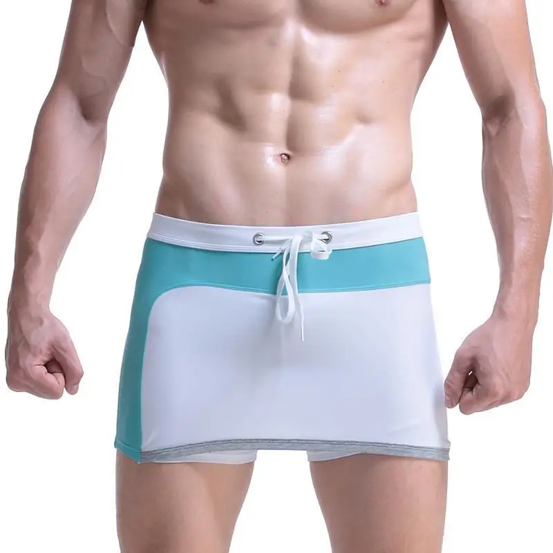 Men's Swimming Trunks Lace-up Male Boxer Casual Arrow Pants Sexy Underwear Men Flesh Ligtht Satin Slip Men Sexy Mens Lingerie