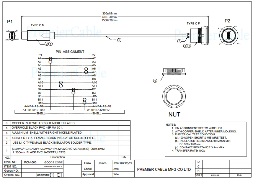 10Gbps USB Typ C 3.1 Stecker auf Buchse Verlängerungskabel Flachmontage-Schottwandkabel USB 2.0 RJ45 HDMI Durchgangskabel – Detail 5