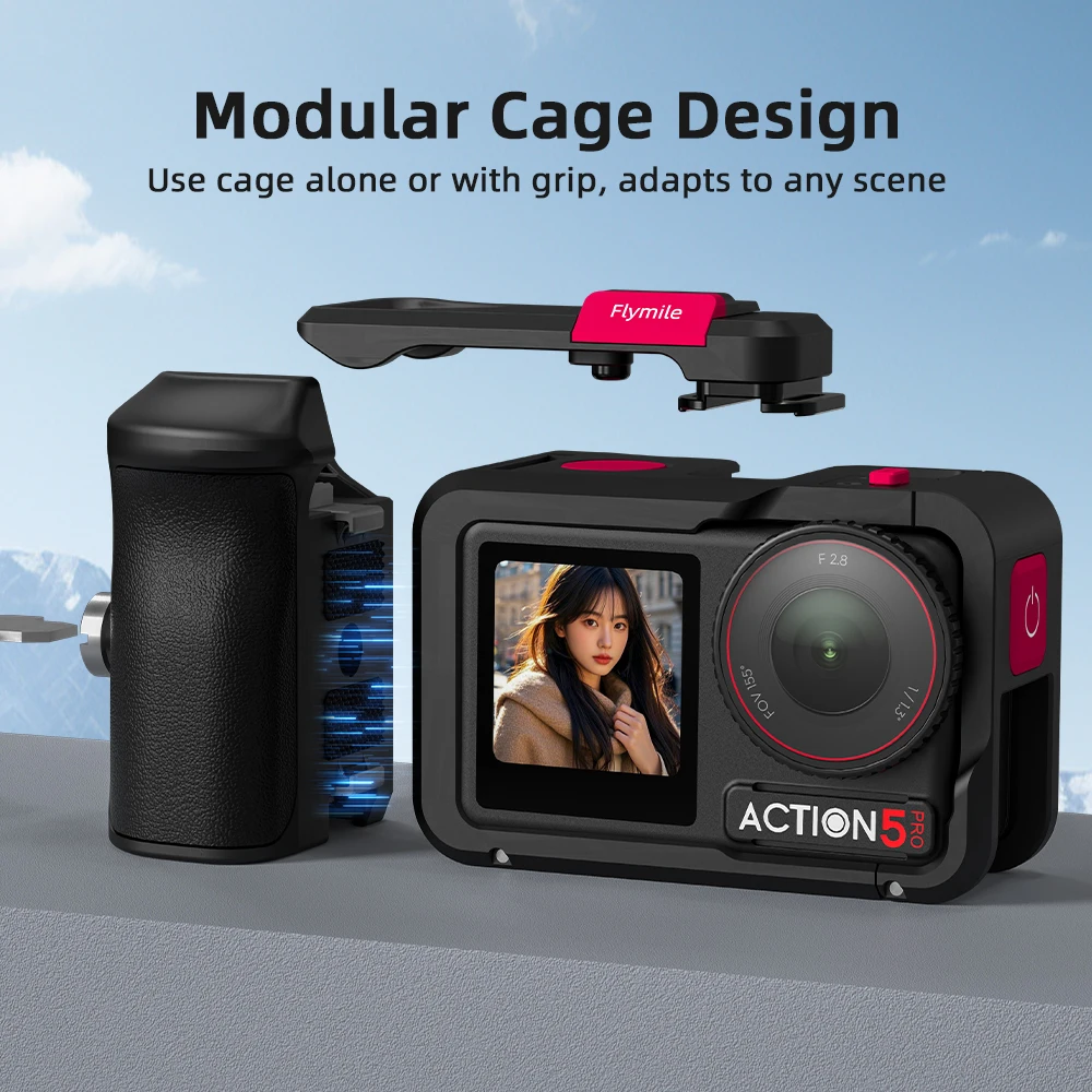 قبضة Flymile لـ DJI Osmo Action 4 3، قبضة Xplorer،...