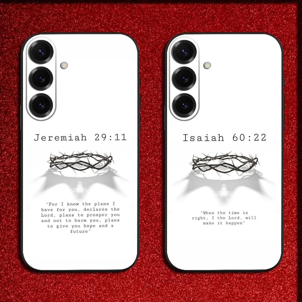 Inspirational Isaiah Jeremiah Psalm Jesus Bible Black Phone Case
