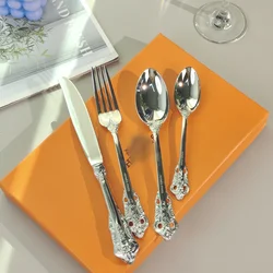 4-piece set, 24-piece high-end stainless steel tableware set, steak knife, fork, dessert spoon, hotel banquet restaurant