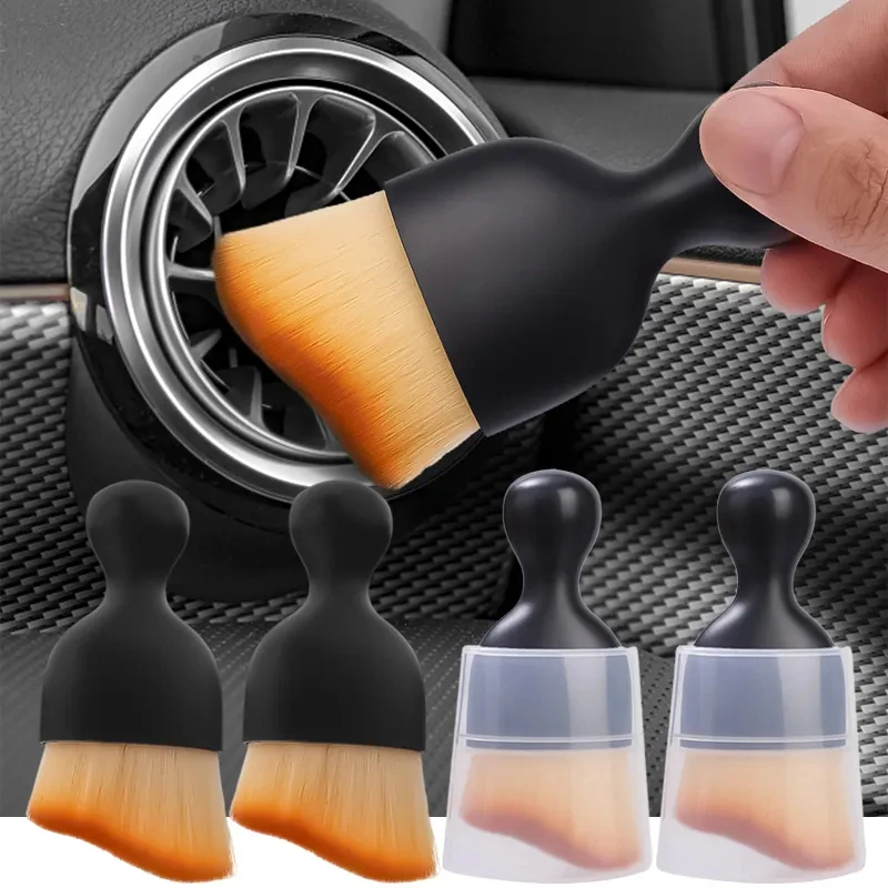 Compact Car Interior Cleaning Brush with Protective Casing - Essential Cleaning Tool for Air Vents and Consoles