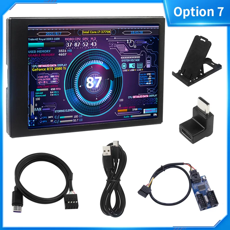 3.5 Inch Type-C Secondary Screen AIDA64 LCD Display CPU GPU RAM Monitoring Optio