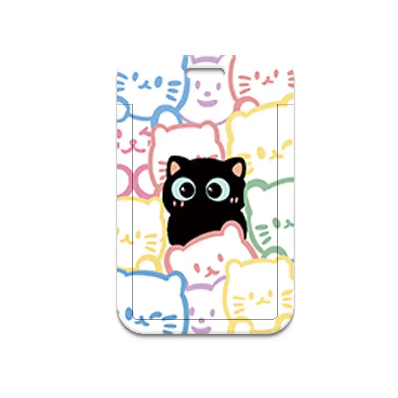 Card Holder 1 Pc Cute Cat Card Holder for Student Korean Fashion Kawaii Cat Kpop Idol Photocard Holder Portable Worker Card Lanyard card holder,credit card holder,photo card holder