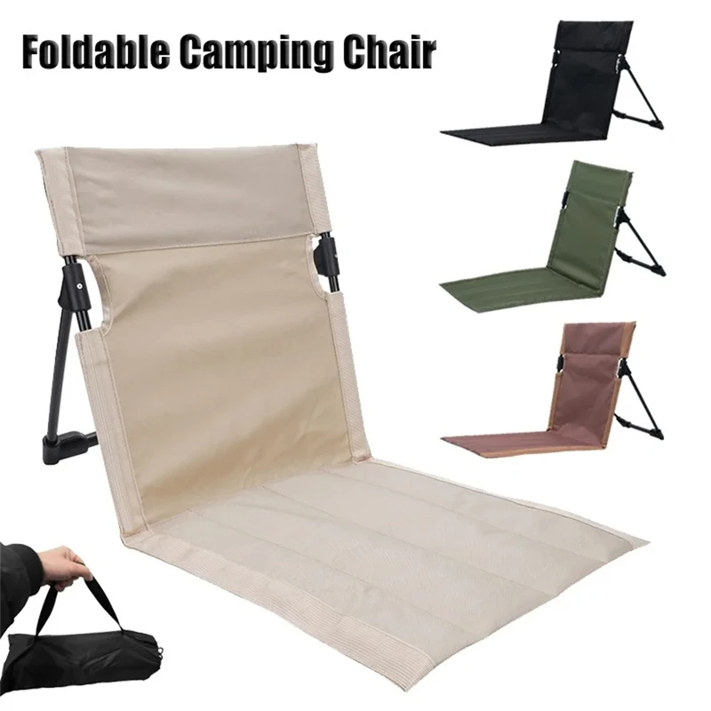 Outdoor Foldable Camping Chair Garden Park Single Reclining Chair Backrest Cushion Picnic Camping Foldable Beach