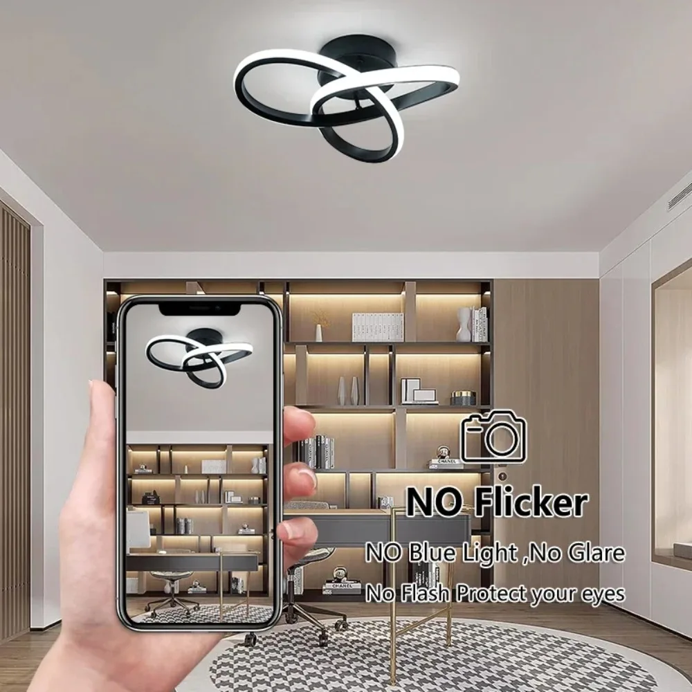 White Modern Household Led Ceiling Light Semi Flush Mount Ceiling Lamps for Bedroom Foyer Study Corridor Indoor Light Fixture