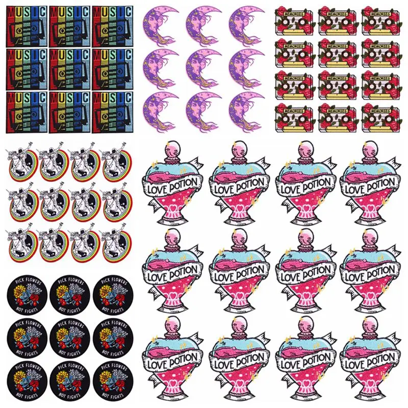 

Prajna 10PCS Love Potion Embroidery Patch Iron On Patches For Clothing Cartoon Camera Patch Sew Stickers Patches On Clothes DIY