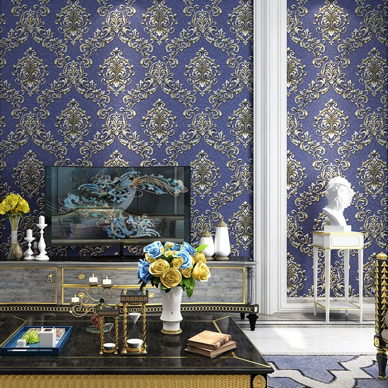 Purple Damask Wallpaper Bedroom