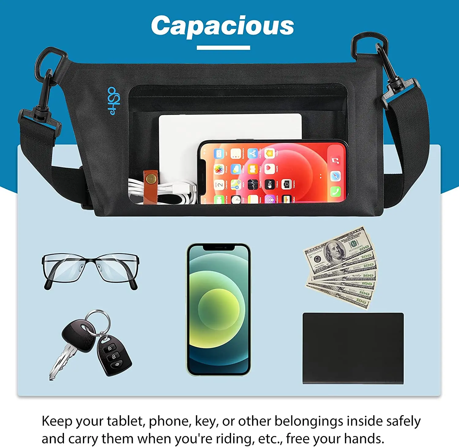 Waterproof Sports Bag Fanny Pack Pouch IPX8 Adjustable Sling Chest Crossbody Bag for Men Women Swimming Cycling Kayaking Boating