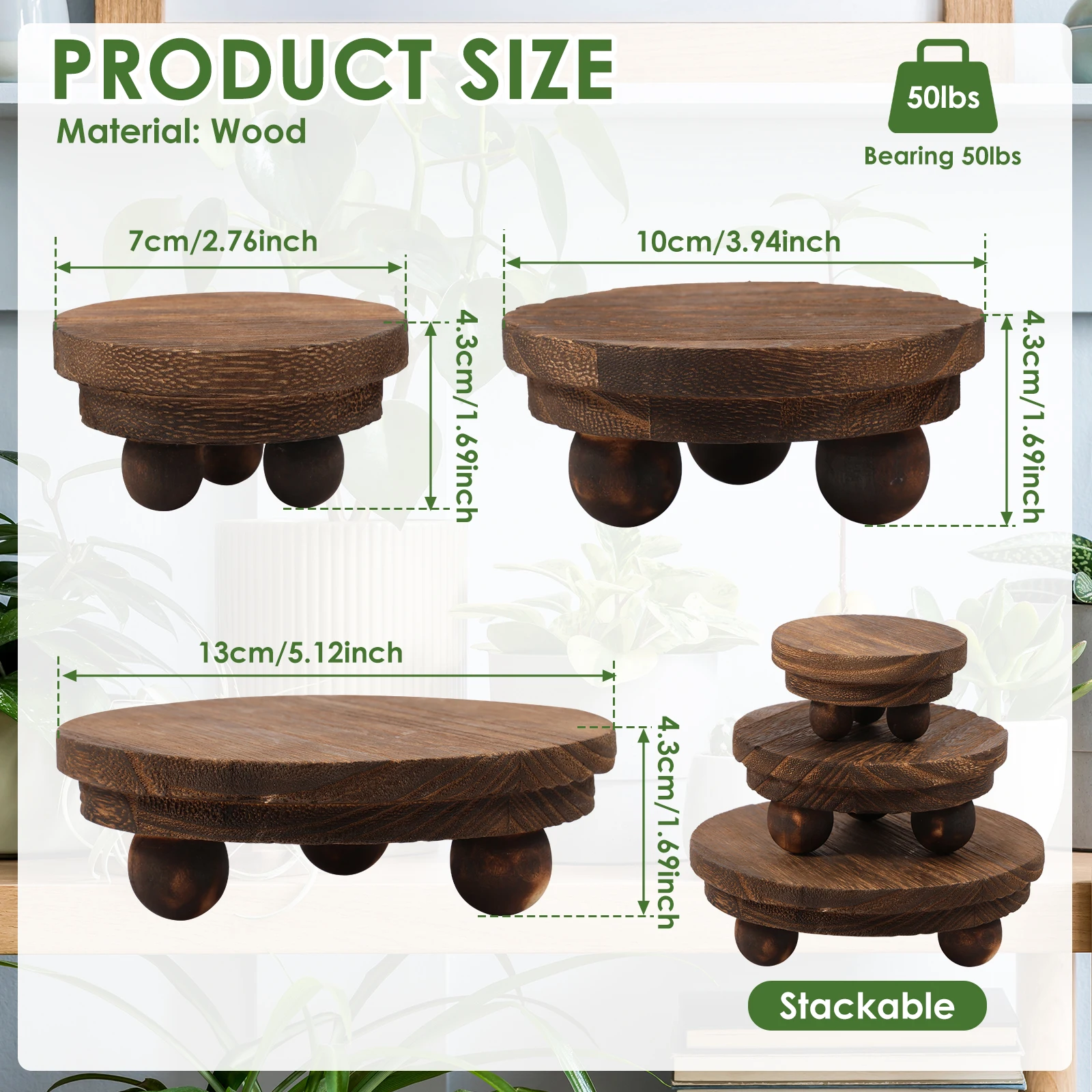 3Pc Holder Stand Pot Flower Wood Wooden Stool Rack Outdoor Indoor Display Smallflowerpot Gardening Table Shelf Potted Windowsill