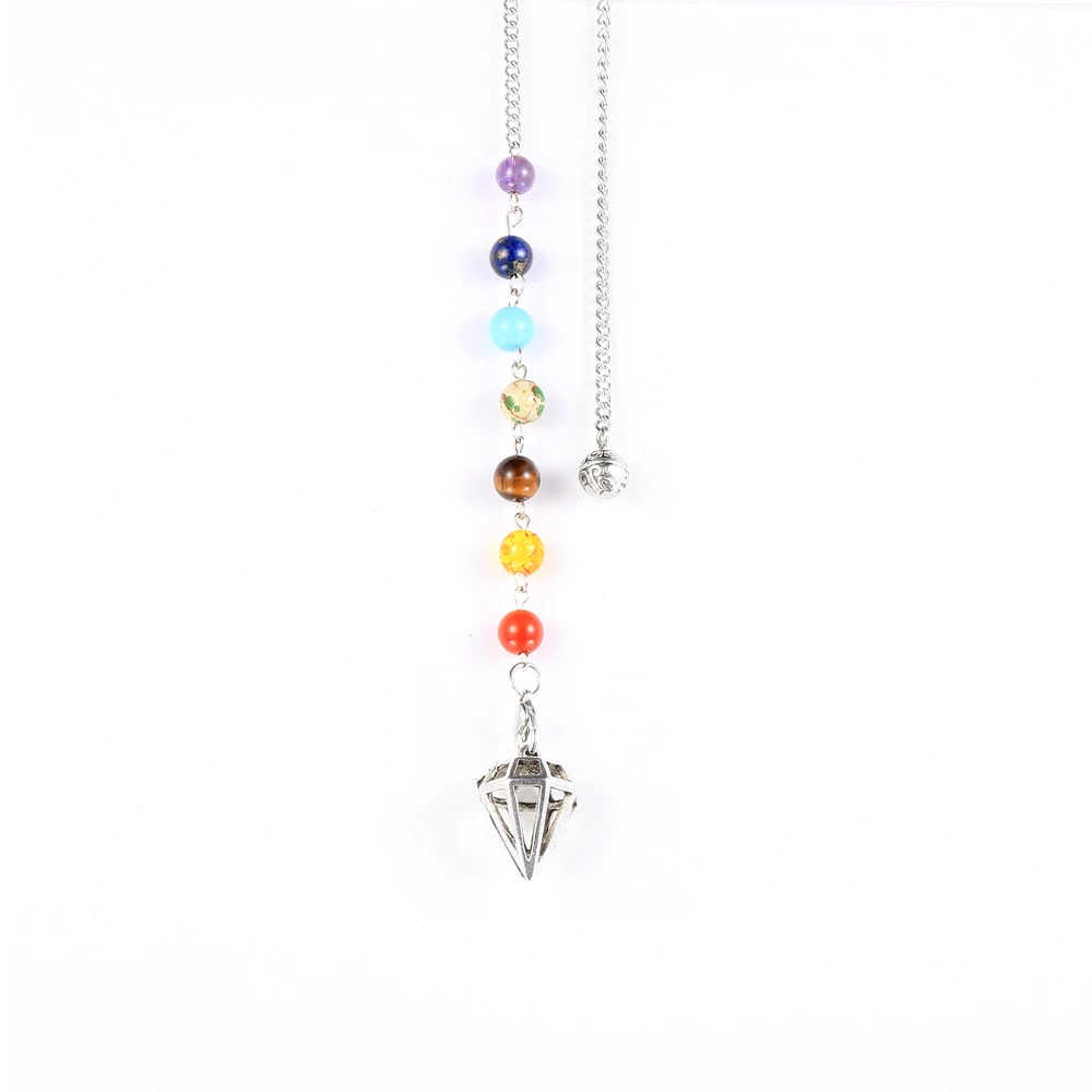 7 Chakra Healing Crystals Pendulum Pendant For Necklace Natural Stone Energy Generator Meditation Pendan For Women Reiki Jewelry