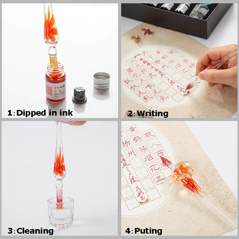 3/13pcs Glass pen transparent star Dip Pen gift box set Glitter Powder Ink  Pens Writing Instrument Fountain Dip Pen - AliExpress