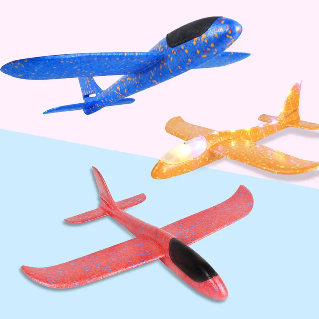 Foam Hand Throwing LED Airplanes Toy 48cm LED Flight Mode Glider Inertia Planes Model Aircraft Planes Outdoor Sport 2