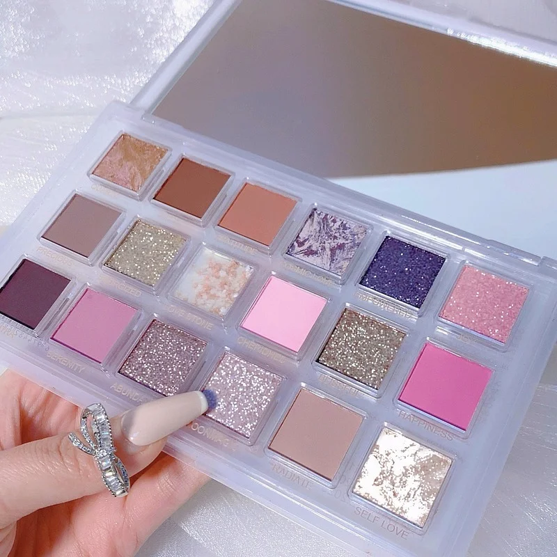 New Rose 18 Colors Eyeshadow Palette Pearlescent Matte Shiny Sequins Eye Plate Female Eye Base Cosmetic Makeup Palette Beauty eye shadow plate
