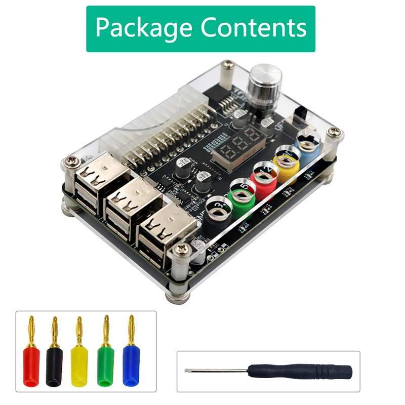Atx Power Supply Breakout Board Power Module Adapter Connector Botão de Tensão Ajustável Port Usb 2.0 Suporta Qc2.0 Qc3.0 24pin - Imagem 3