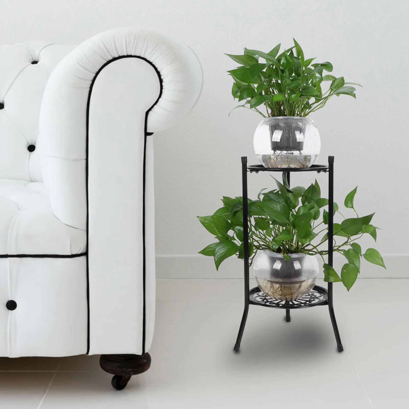 2‑Tier Metal Plant Stand Flower Pot Holder Display Shelf Rack Home Decoration Garden Accessories