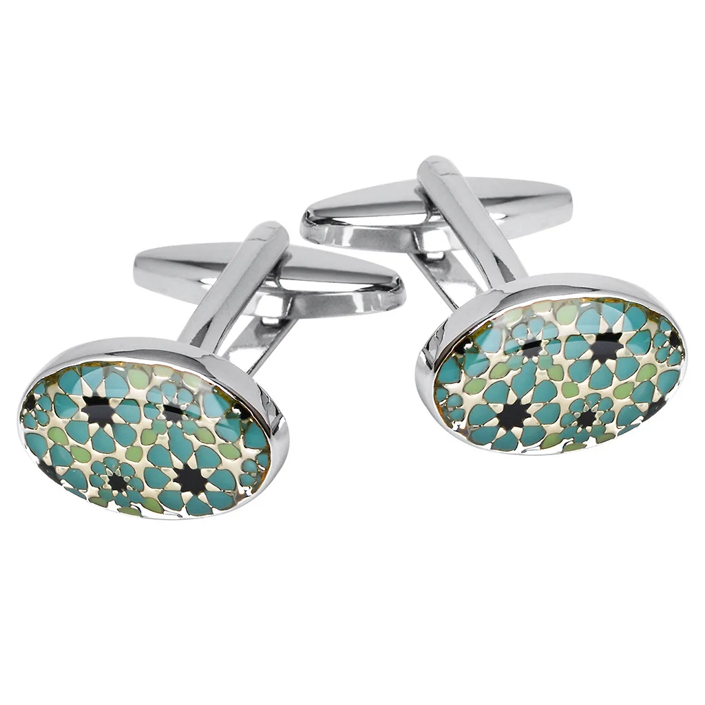 SAVOYSHI Oval Blue Cufflinks For Mens French Shirt Business Gift Jewelry Cuff Buttons High Quality Cuff Links