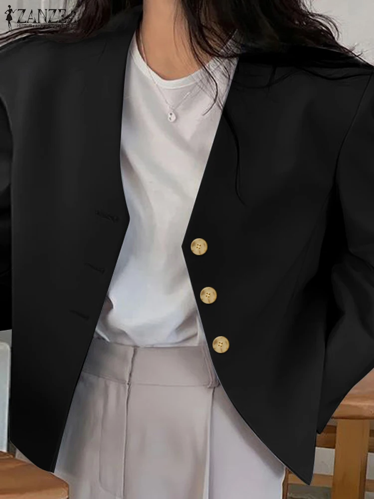 

Женский блейзер с V-образным вырезом, длинным рукавом и карманами