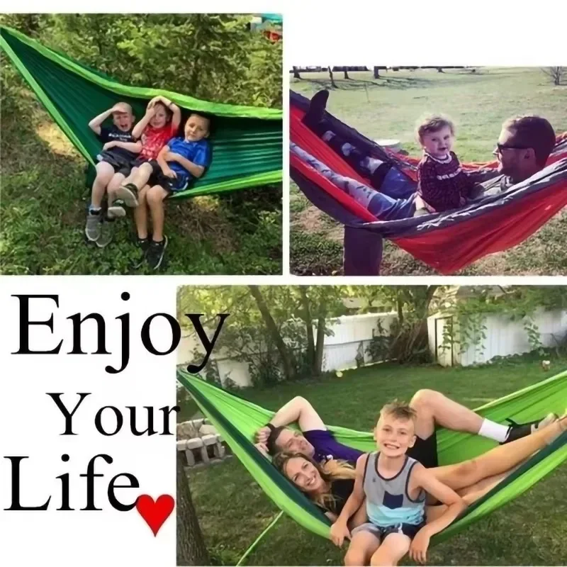 Outdoor Camping Hammock Portable Nylon High Strength Parachute Fabric Hanging Bed Hammock with Nylon Color Outdoor Furniture 2