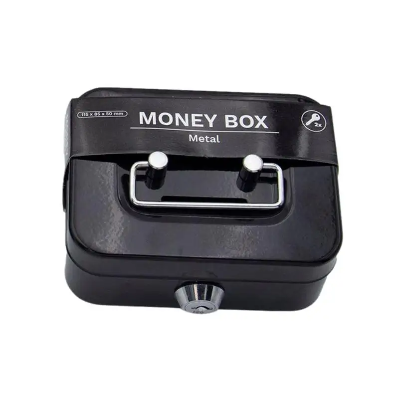 

Small Money Lock Box Security Box Safe Lock Box Mini Metal Cash Box Money Bank Metal Coin Bank Portable Sturdy For Daily Sales