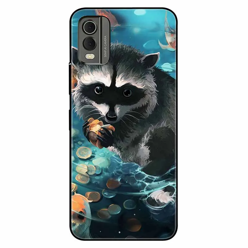 Soft Black Bumpers Cool Fashion TPU Coque with Cat Lion Design