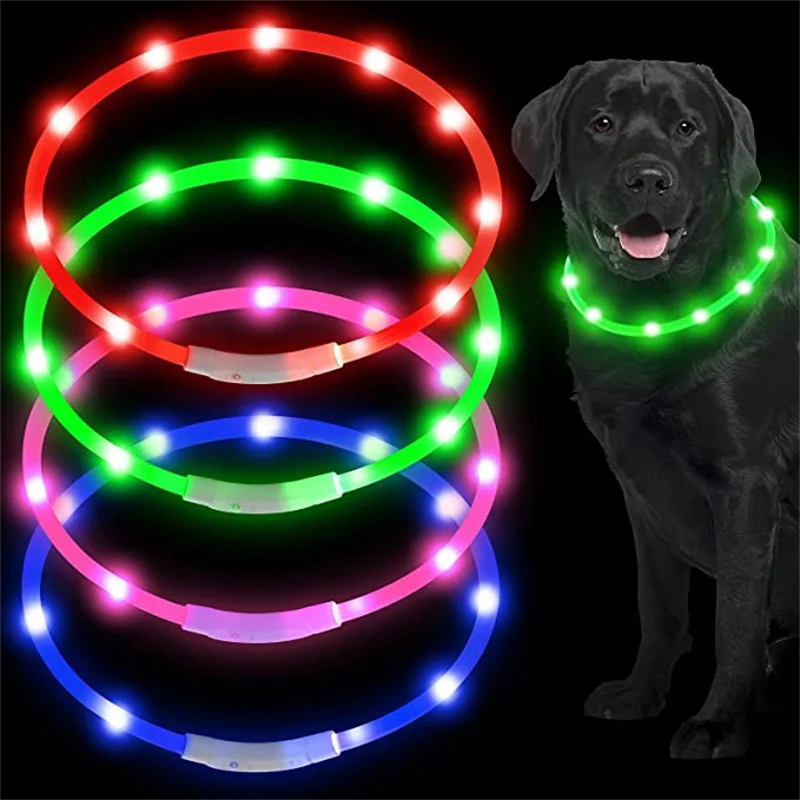LEDGlowingDogCollarUSBRechargeableLuminousLightUpDogCollarsFlashingLightsforPuppy