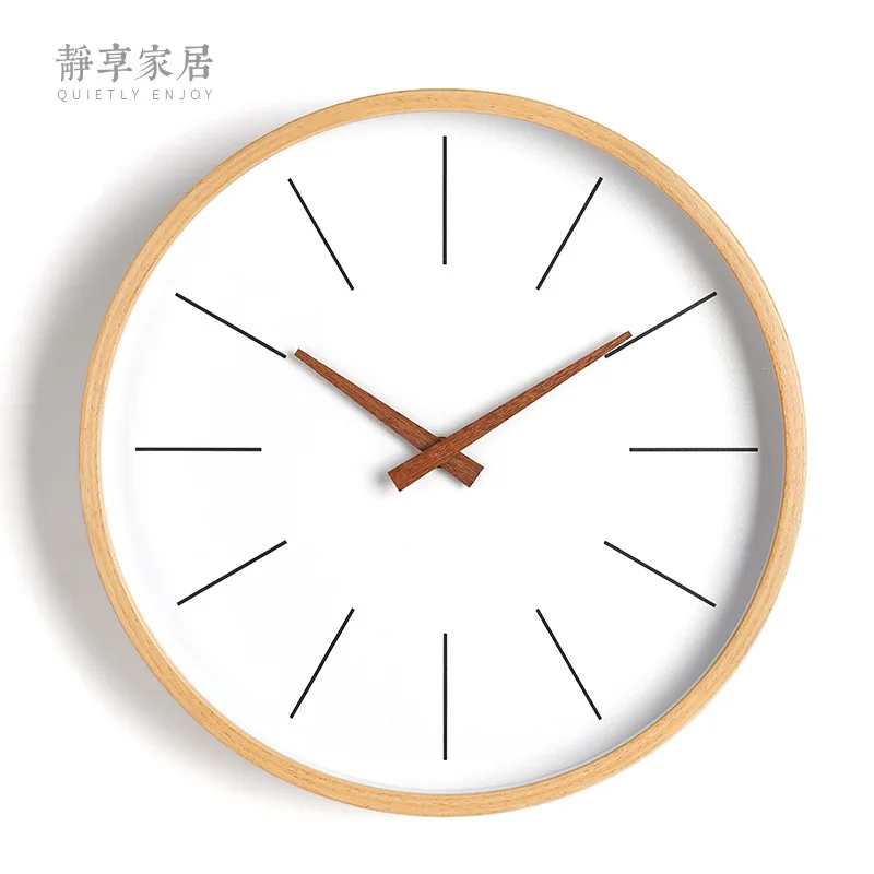 Large Soild Wood Wall Clock Silent Wall Watches B  