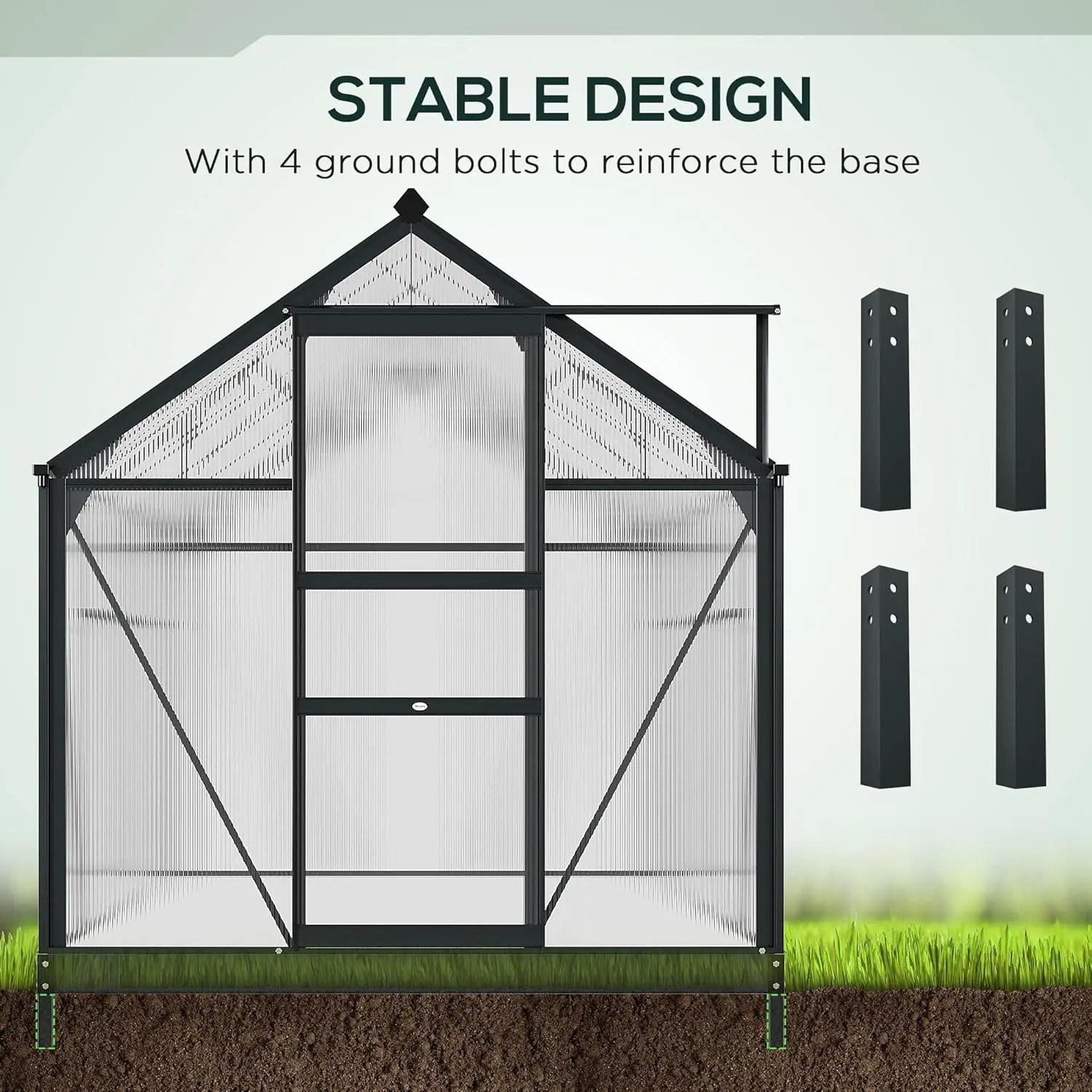 6x10 Heavy Duty Polycarbonate Greenhouse Kit 6