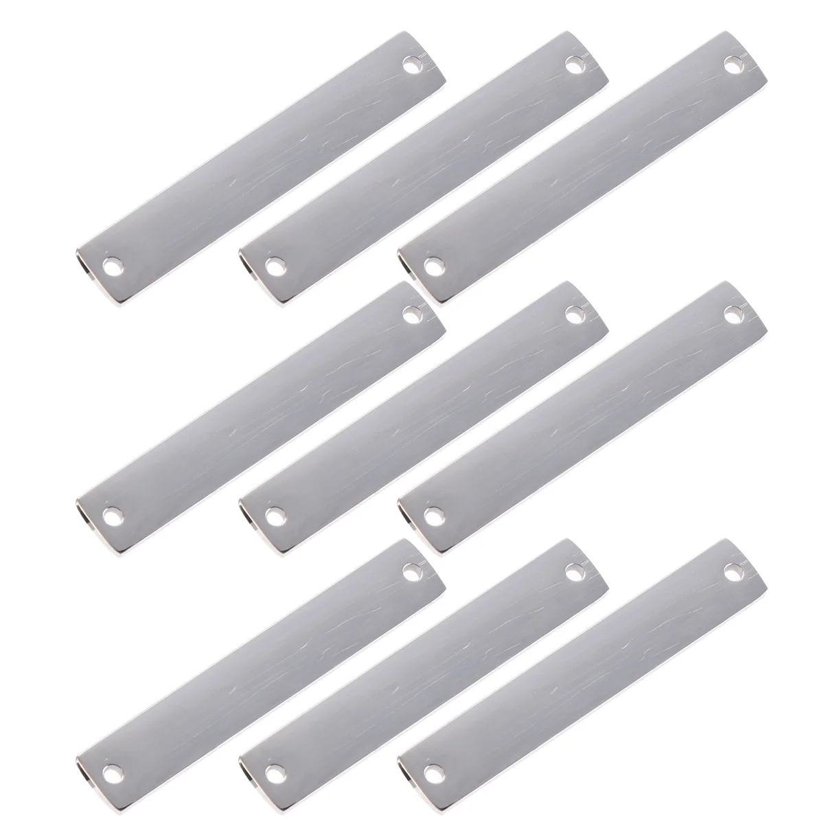 

10Pcs Stamping Blank Bar Stamping Blanks Horizontal Pendant Name Plate DIY Jewelry Craft Supplies Two Holes Silver