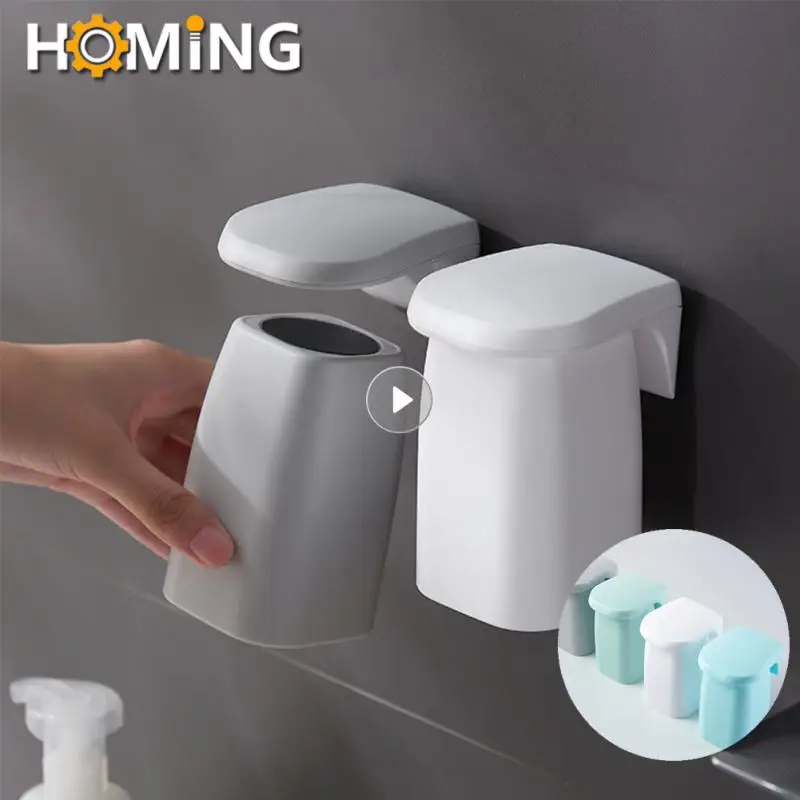 Toothbrush Storage Rack 1PC Magnetic Toothbrush Cup Holder Wall Mounted Punch Free Tumblers Drain Mouthwash Bathroom
