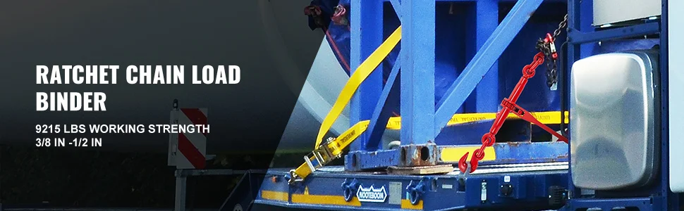 Chain binder in use securing load