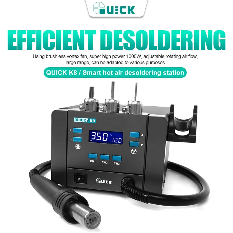 Quick K8 1000W Lead-free Smart Hot Air Station for Mobile Phone BGA Desoldering Repair Hot Air Gun Rework Soldering Station Tool 6