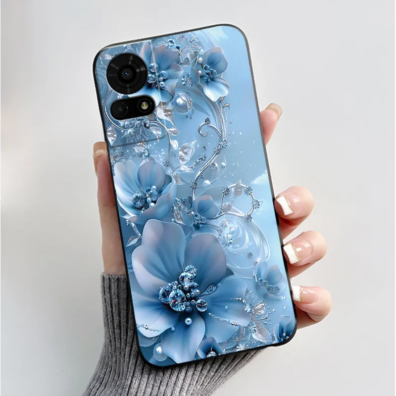 Luxury Butterfly Flowers Black Shockproof Soft Silicone Bumper Phone Case